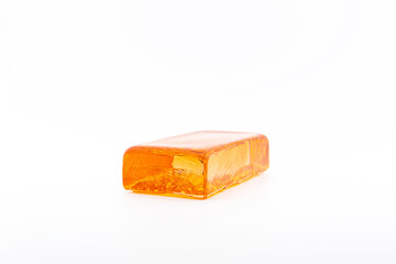 Orange Glass Blocks Isolated on White Background – Bold Interior Statement and Modern Construction Material