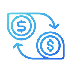 Currency Exchange Icon with Blue Gradient on Black Background