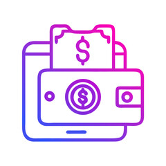 Digital Wallet with Dollar Symbol and Gradient Color Scheme on Black Background