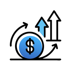 Money Growth Arrow Icon: Investment and Financial Success Illustration
