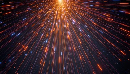 A breathtaking celestial display, where incandescent streaks paint the night canvas. Each fleeting line, a fragment of cosmic dust burning fiercely as it plunges through the atmosphere