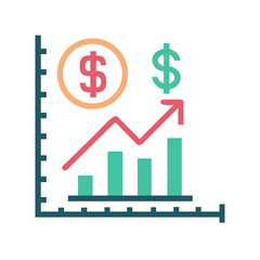 Financial Growth Chart: Rising Dollar Value and Investment Trend on Black Background