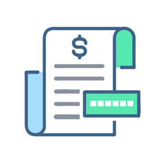 Financial Bill and Data Security Icon, Online Banking Protection Concept