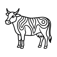 Obraz premium cow tribal style black line art vector on white background for web and graphic