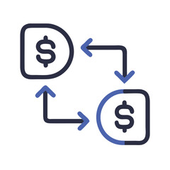 Dollar exchange icon illustration on black background for financial or business themes