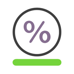 Discount Offer Percentage Sign with Gray Circle and Green Line