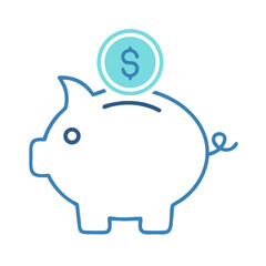 Piggy Bank with Dollar Coin: Saving Money and Financial Security