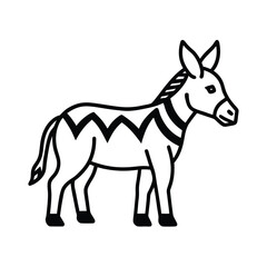 donkey tribal style black line art vector on white for web and graphic