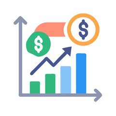 Financial Growth Chart with Dollar Symbols on Black Background