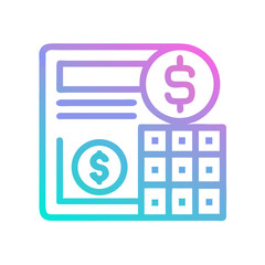 Financial Accounting Icon: Calculator, Dollar Coins, Business Finance Reporting