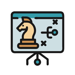 Strategic Planning Session: Chess Knight Piece Displayed on Presentation Board