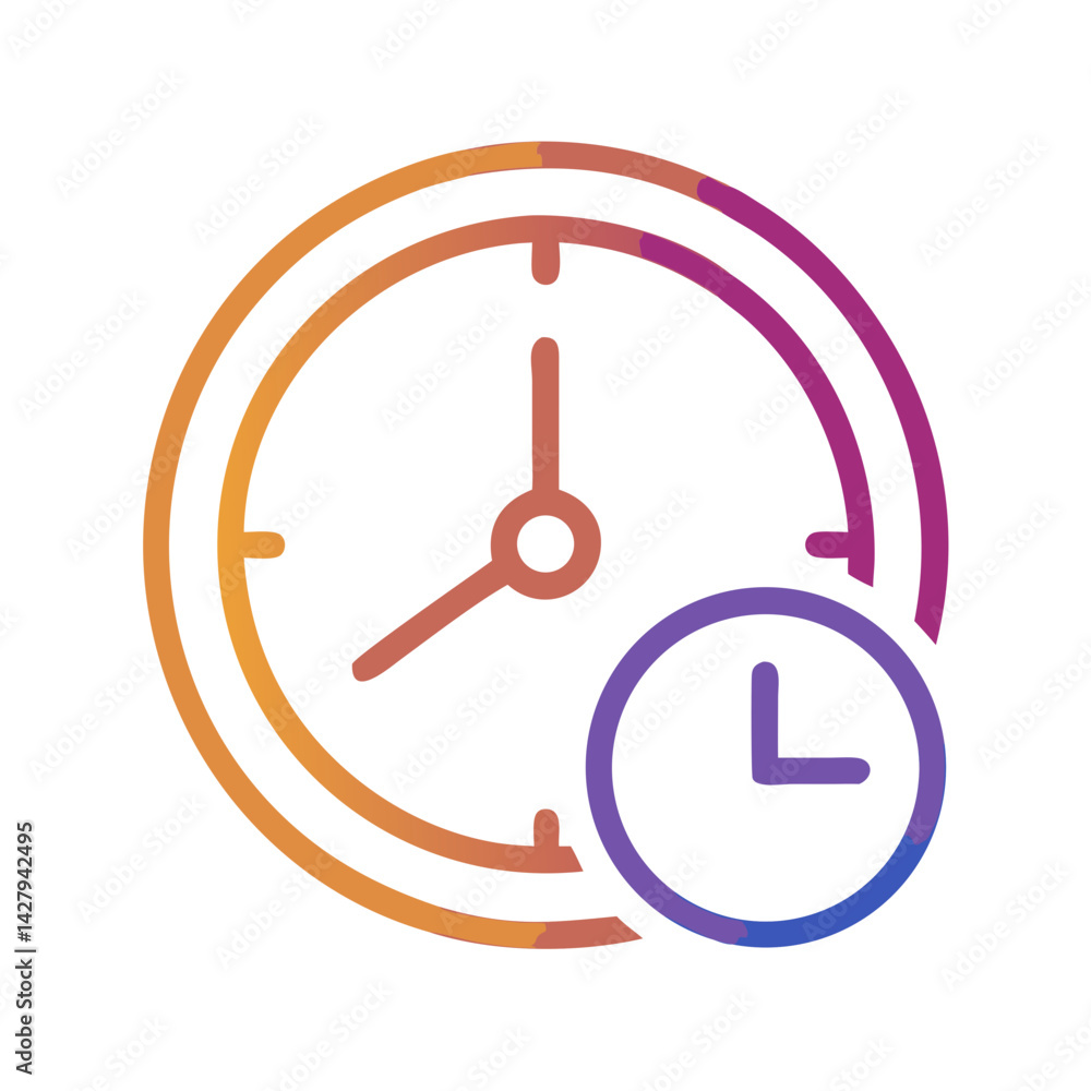 Poster clock icon with schedule symbol in gradient colors on black background