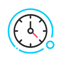 Stylized Clock Icon with Turquoise Circle on Black Background for Design