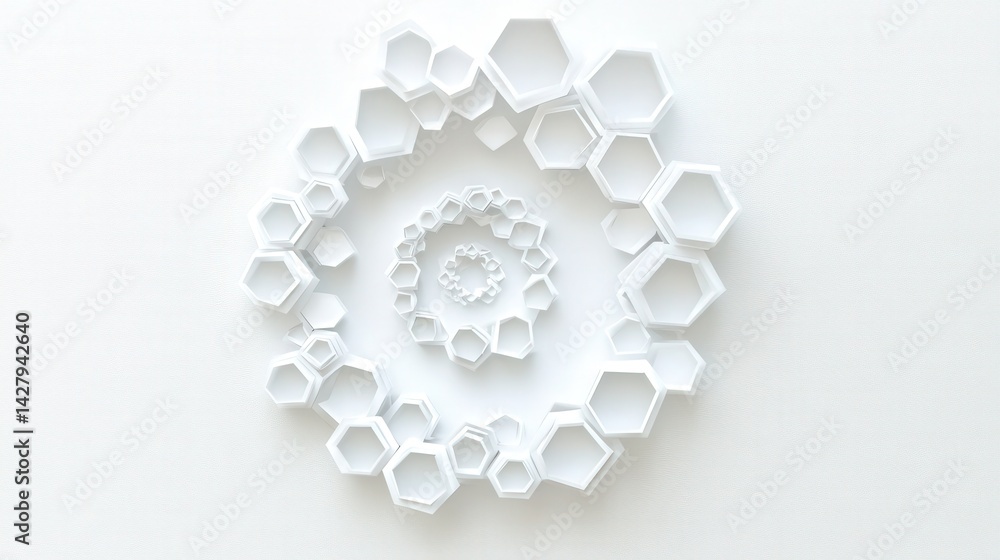 Aufkleber soft overlapping hexagons in spiral design on white background