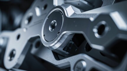 Close-up view of precision machined metal mechanical part