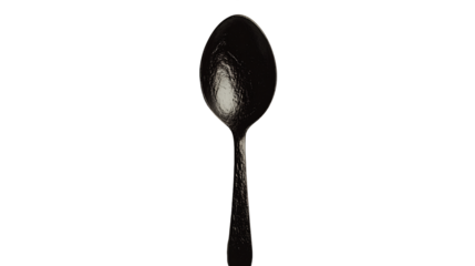 Closeup of a Metal Spoon with White Powder on Transparent Background, PNG