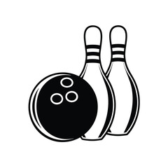 Silhouette of a bowling ball and bowling pins