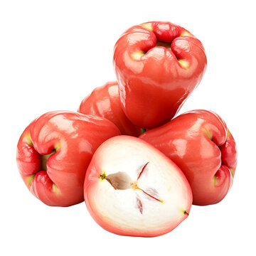Pink Wax Apples Fruit Stack on Transparent Background


