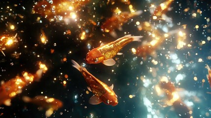 there are many goldfish swimming in the water with a lot of fish, floating goldfish © MDRifat