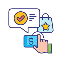 Online Shopping and Purchase Confirmation with Shopping Bag and Credit Card