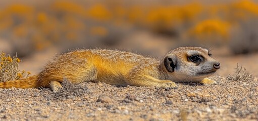 Fototapeta premium Meerkat Resting in Desert Habitat