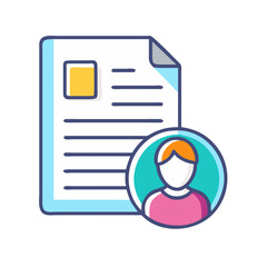 User Profile Document Icon: Personal Data Form and Avatar Illustration