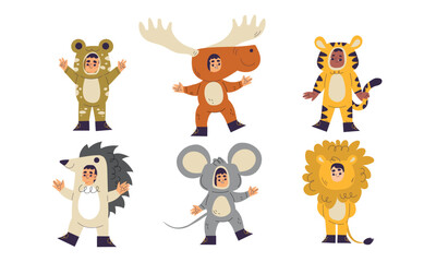Fototapeta premium Explore Playful and Colorful Animal Costumes for Kids in an Exciting Cartoon Style Theme