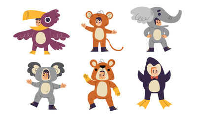 Joyful and Playful Kids Dressed in Adorable Animal Costumes Fun Characters in Vibrant Colors