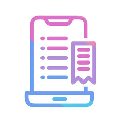 Online Payment Receipt on Smartphone Vector Icon with Gradient Colors