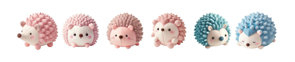 Adorable plush hedgehogs in pastel shades