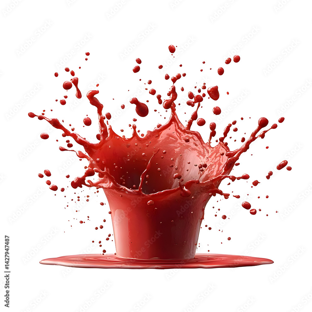 Aufkleber abstract image of a vibrant red liquid splash with dynamic energetic movement and droplets bursting 