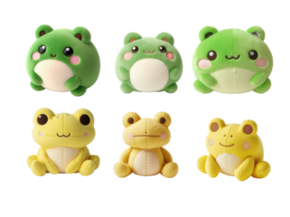 Adorable plushie frogs green and yellow