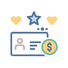 Monetization, Loyalty, and User Profile Concept Icon with Hearts, Star, and Dollar