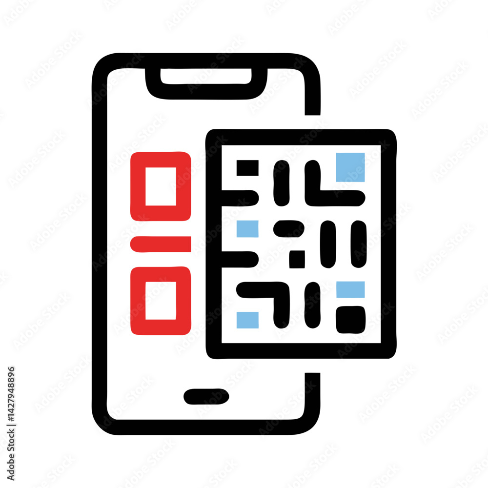 Aufkleber abstract data connection icon in red and blue on black background