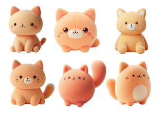 Cute claylike feline figurines collection