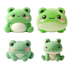 Cute frog plushies collage whimsical design