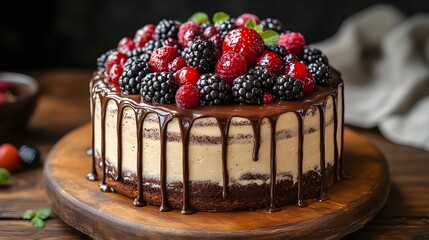 Triple Layer Chocolate Berry Cake
Rich Chocolate Fruit Stack
Decadent Berry Chocolate Delight
Elegant Multi-Layered Dessert
Sweet Chocolate and Fruit Tower
Gourmet Berry Chocolate Cake very testy cake