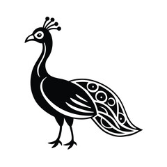 Fototapeta premium indian peafowl tribal style black line art vector for web and graphic
