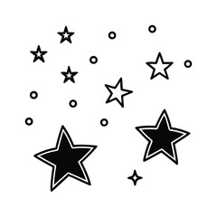 Obraz premium Black and white celestial pattern with stars and dots hand drawn illustration