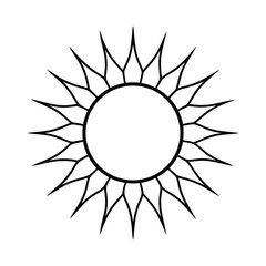 Minimalist sun icon black and white vector illustration geometric rays shining symbol sunlight design element for summer