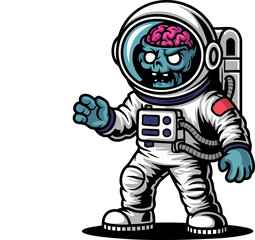 Cartoon Astronaut Zombie Vector Illustration