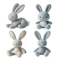 Plush bunny quartet in charming poses