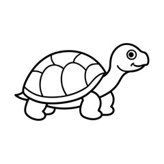 Cute turtle outline illustration simple cartoon turtle character black and white line art drawing
