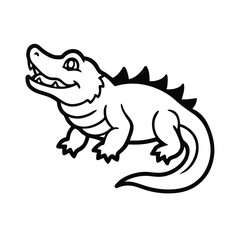 Cartoon alligator vector illustration friendly reptile outline design for childrens book decoration and creative projects