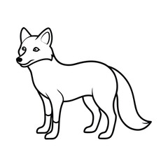 Fox outline illustration standing with a contained design on a white background animal line drawing