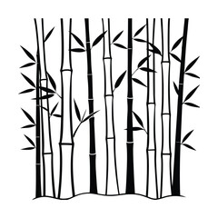 Black and white bamboo forest silhouette vector illustration a serene asian inspired design element