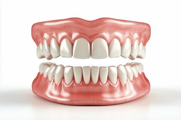 Obraz premium Invisible teeth alignment system: clear aligners, orthodontic advertising, isolated on white background