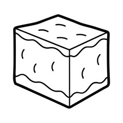 Hand drawn vector illustration of a delicious sponge cake cuboid shape dessert design element for decoration