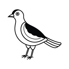 Elegant bird illustration black and white simple line art silhouette of songbird for designs and crafts projects