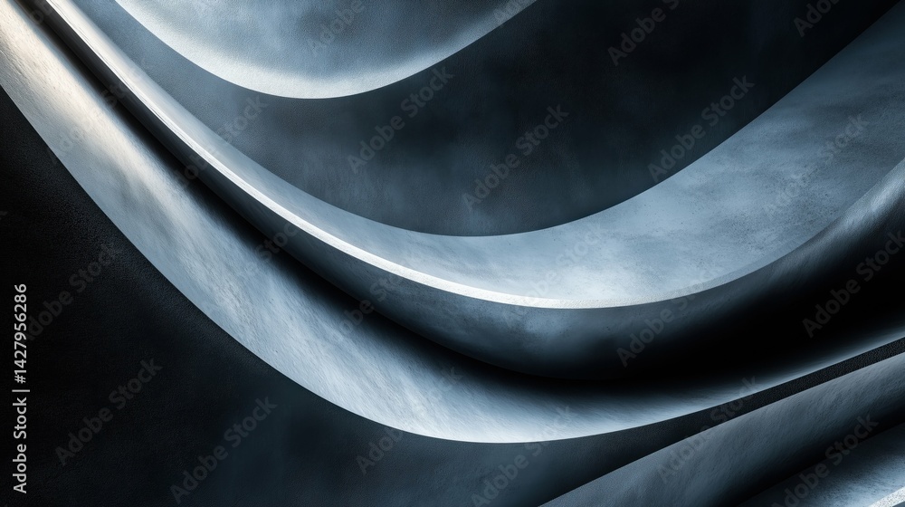 Poster high gloss polished concrete texture background with flowing curves geometry